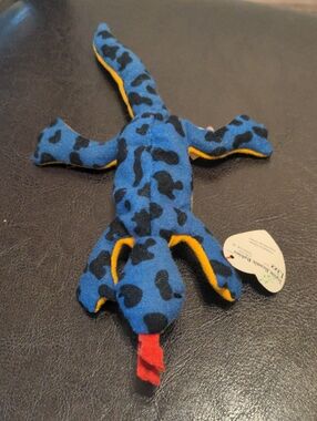 Lizz The Blue Leopard Print Lizard Plush Small Toy with Red Tongue